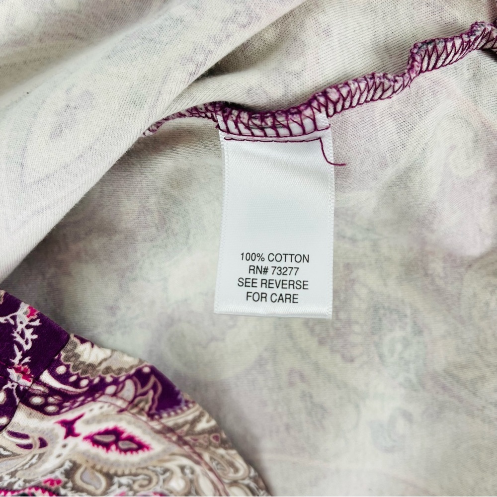 Croft & Barrow Classic Tee Paisley Print Purple, Pink, Black, and Taupe Size S - Picture 4 of 11